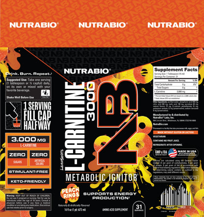 NutraBio LeanShots Peach Rings Label