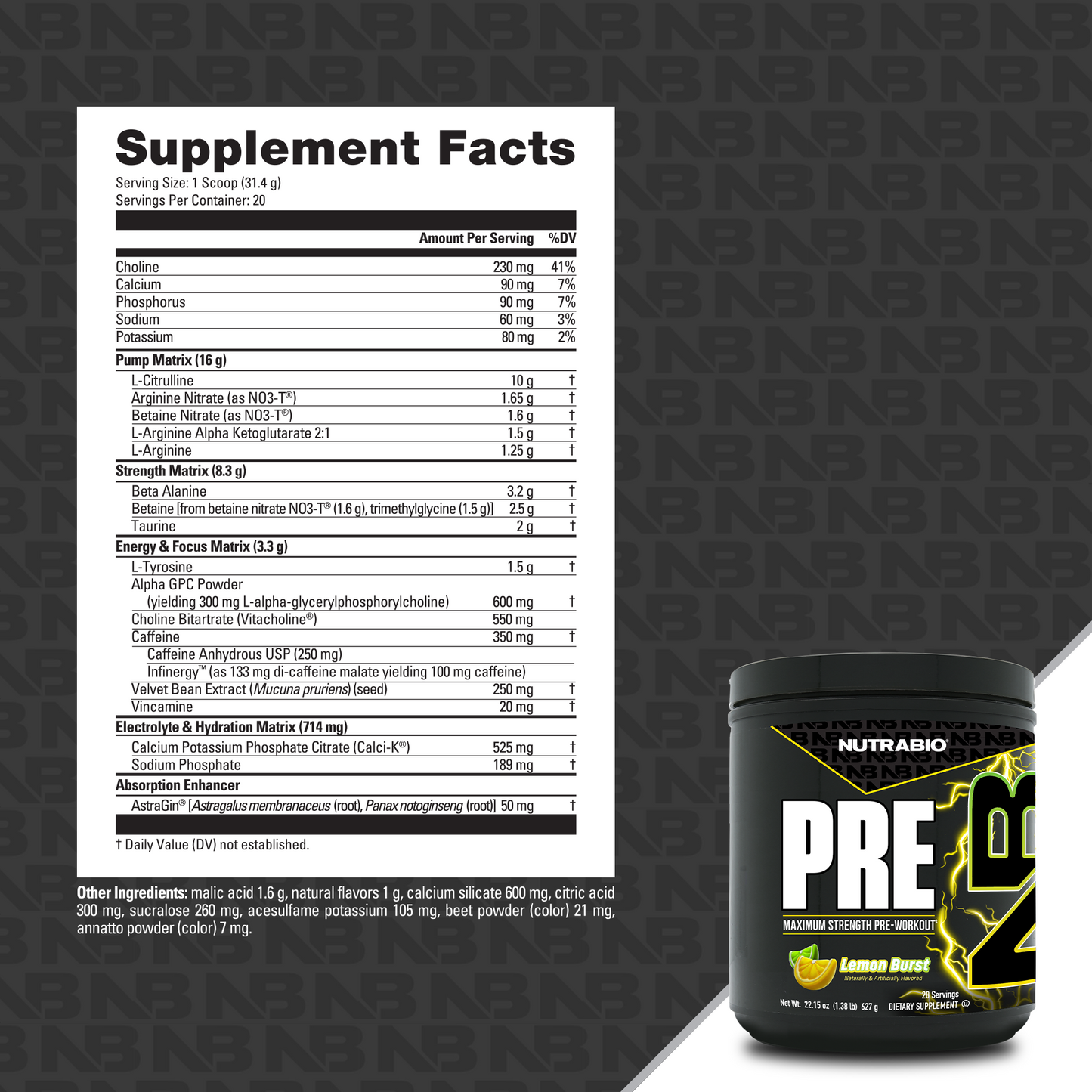 Pre Workout Supplement Facts Panel
