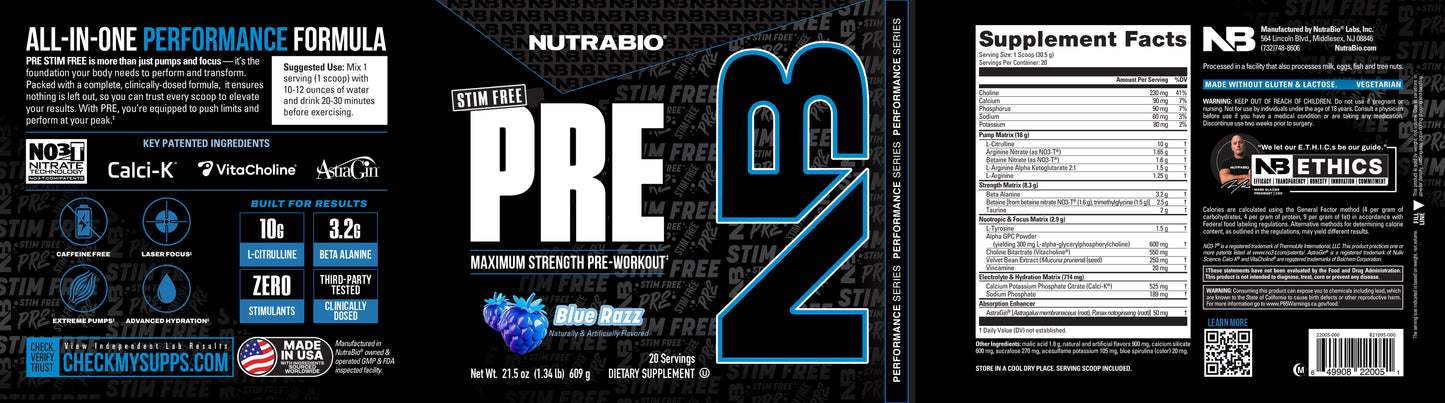 Pre Workout Stim Free Label