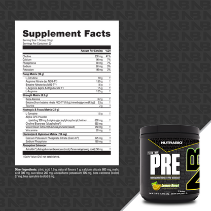 Pre Workout Stim Free Supplement Facts Panel