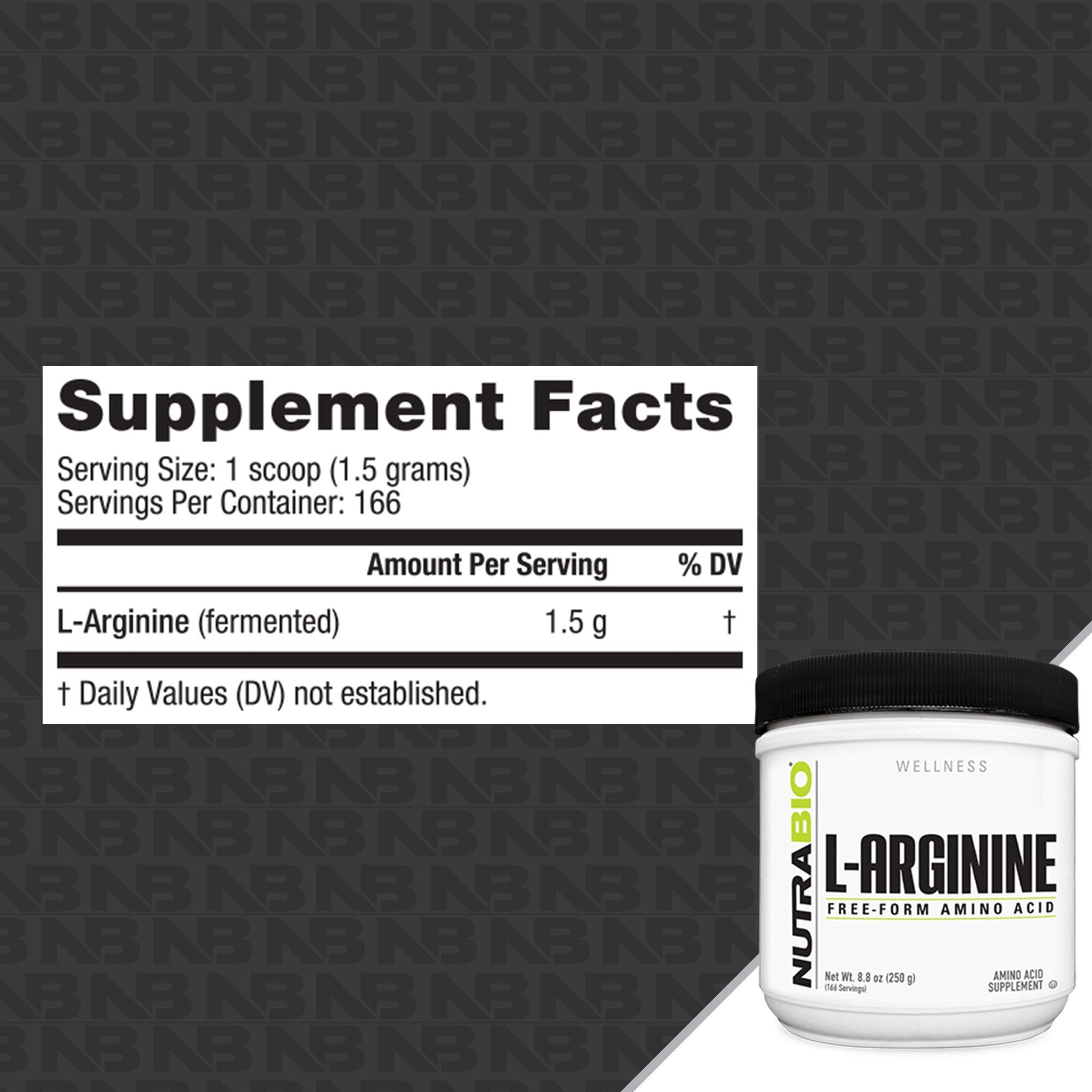 NutraBio L-Arginine Free-Form Amino Acid Powder 166 Servings