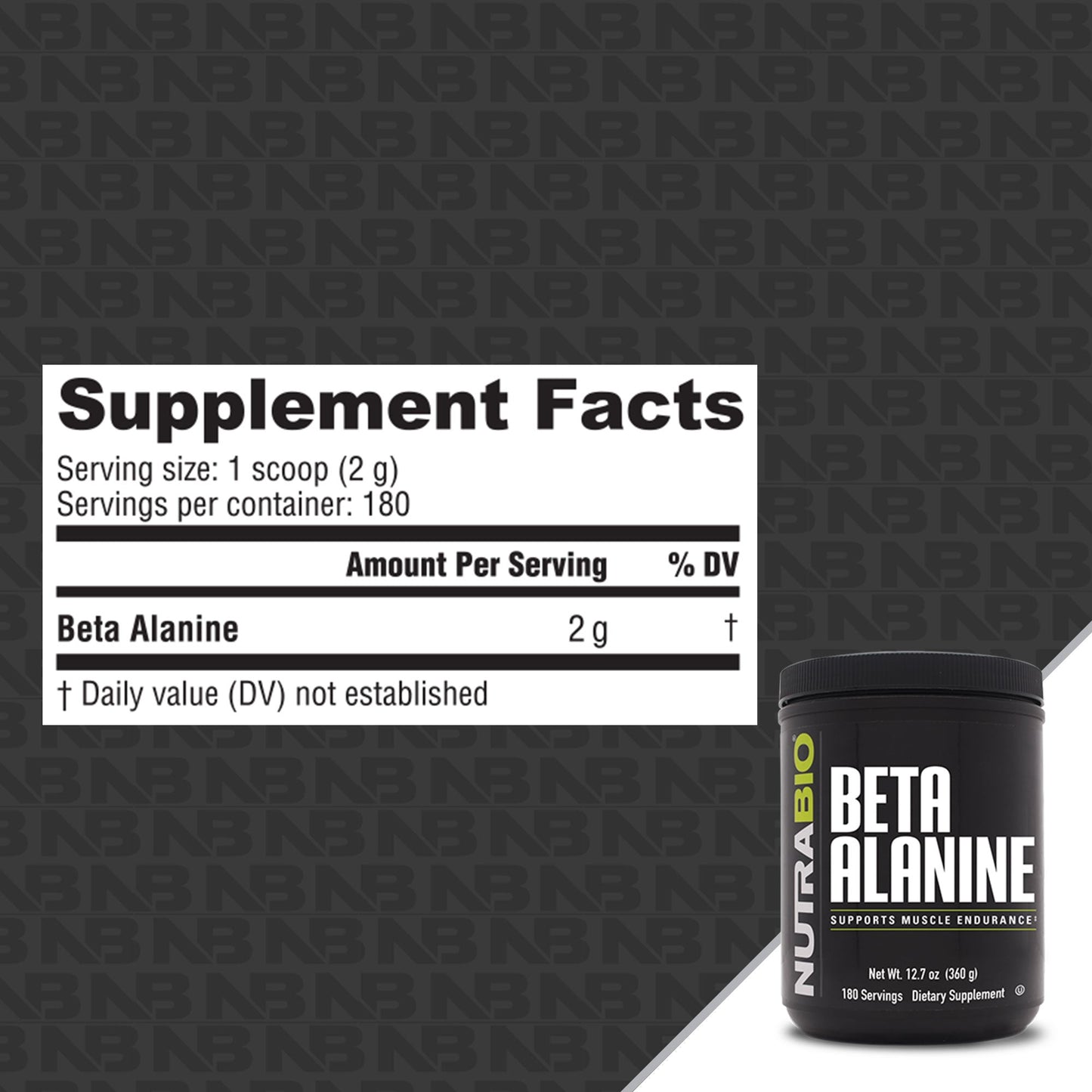 NutraBio Beta Alanine Powder 180 Servings