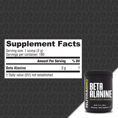 NutraBio Beta Alanine Powder 180 Servings