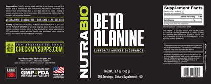 NutraBio Beta Alanine Powder 180 Servings