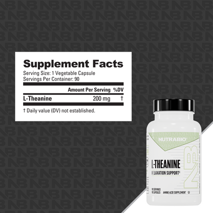 NutraBio L-Theanine 200mg Capsules 90 Servings