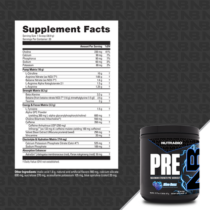 Pre Workout Supplement Facts Panel