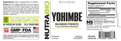 Yohimbe 4mg supplement capsules, 3 of 5, for energy, vitality, and performance enhancement.