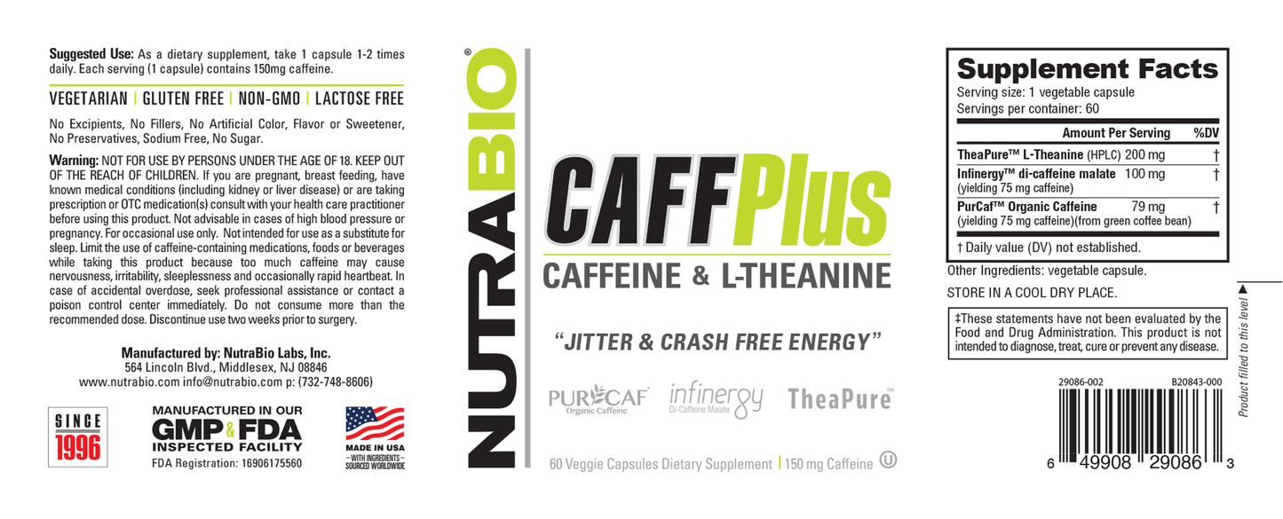 CaffPlus energy & focus supplement capsules. Image 3 of 5.