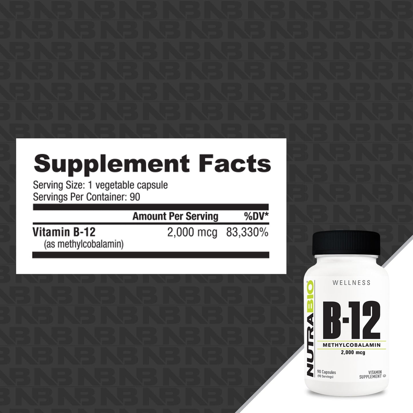 Methyl B12 2000mcg supplement capsules, pack of 60, bottle 2 of 5.