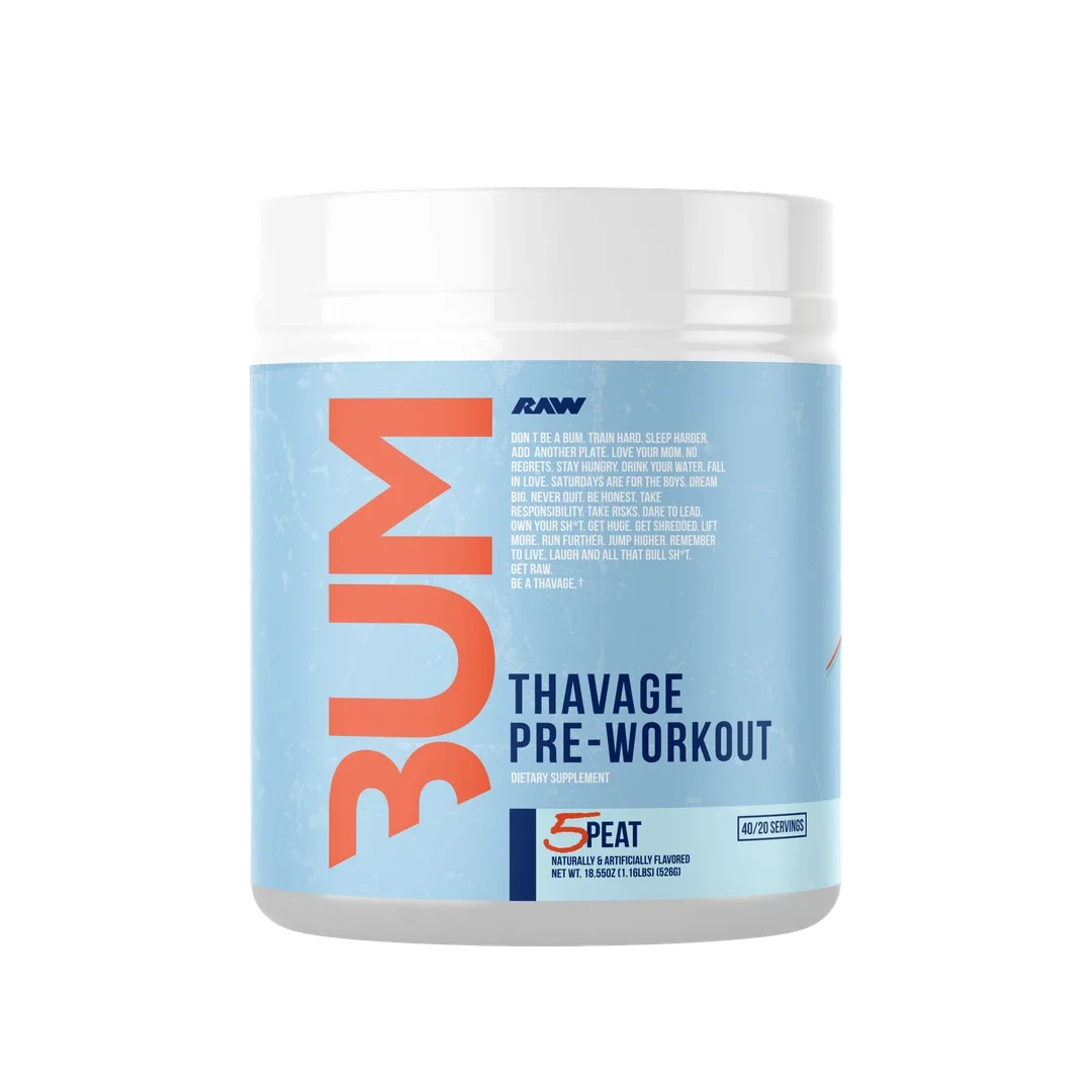 Thavage Pre-Workout Supplement for maximum focus, pump, and muscle performance.