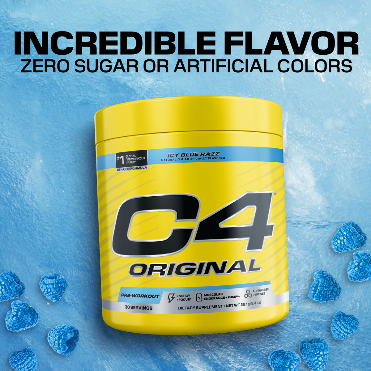 C4 Original Icy Blue Razz flavor