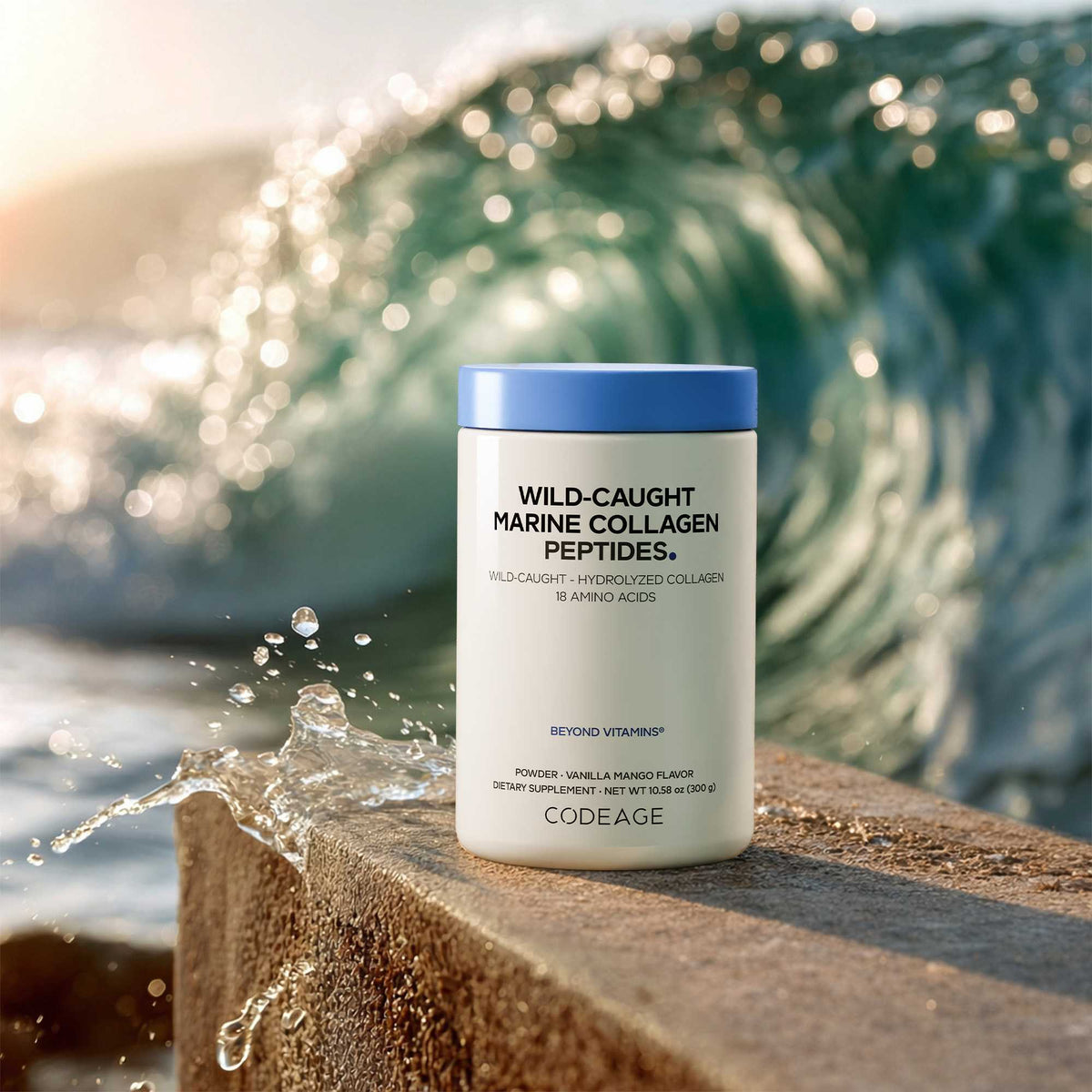 Wild Caught Marine Collagen Peptides Powder Vanilla Mango. Image 3 of 5.
