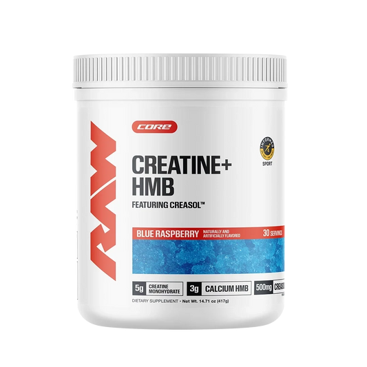 Creatine + HMB supplement for muscle growth and strength, bottle front view.