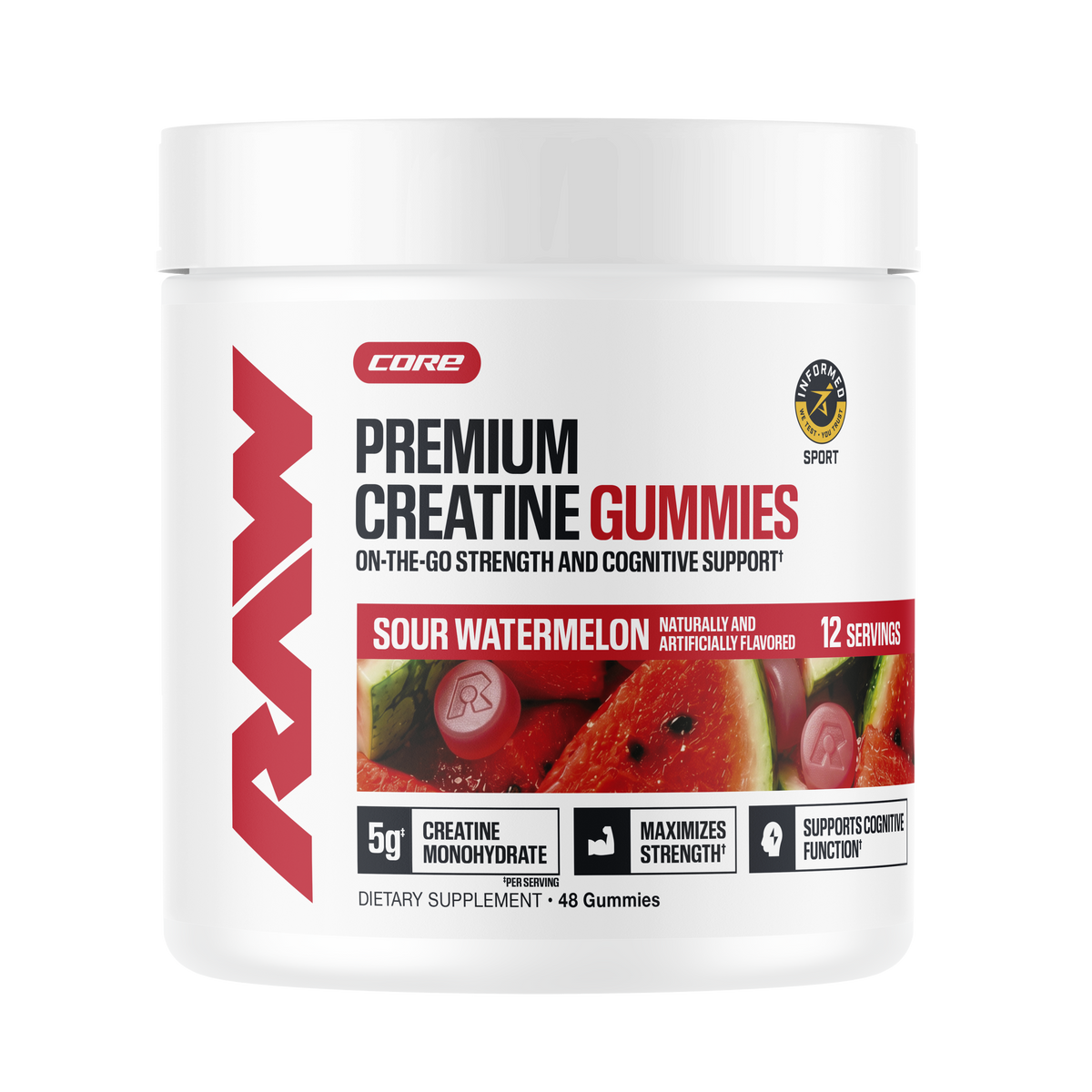 Six gummy supplements for muscle growth and strength, creatine monohydrate formula.