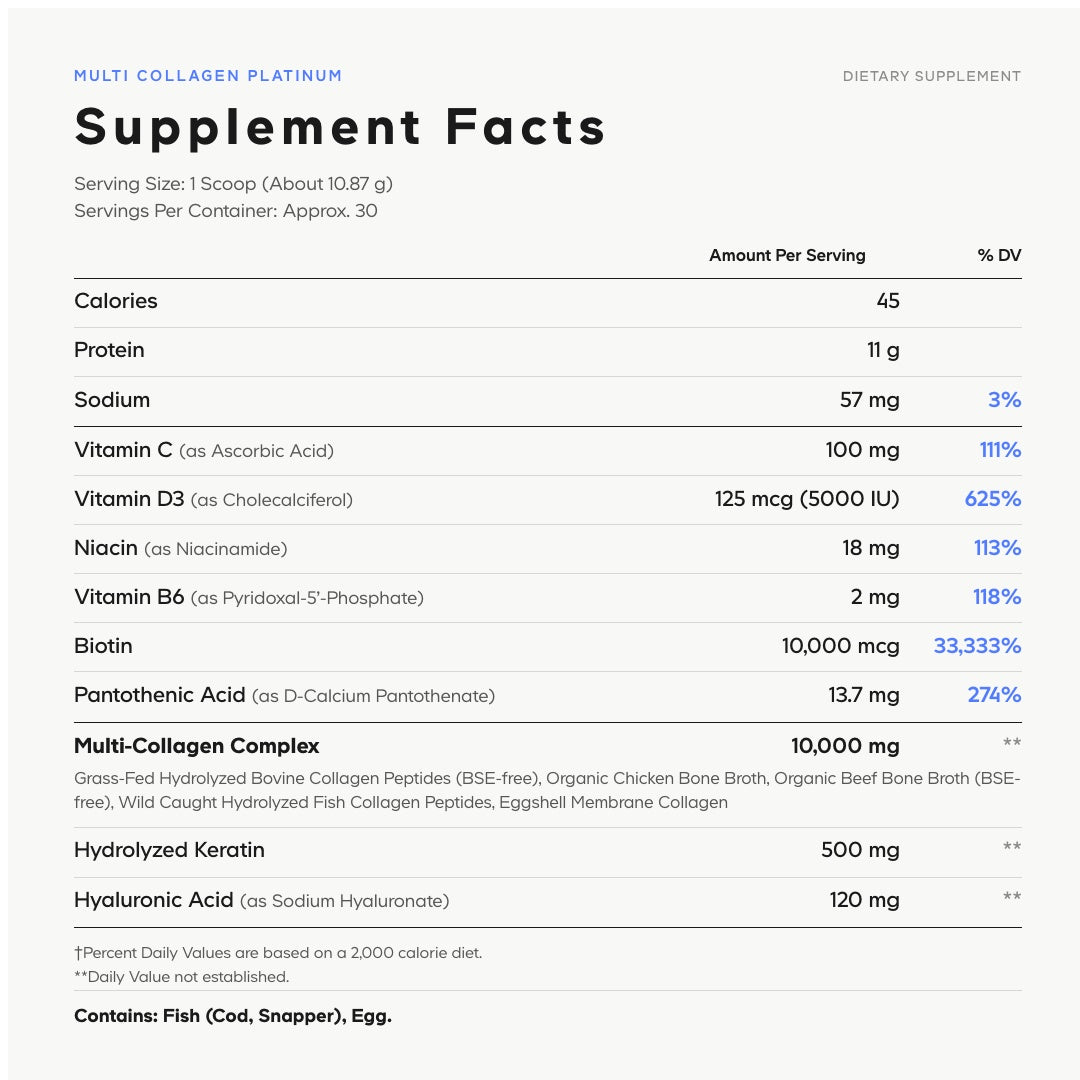 Multi Collagen Peptides Powder, premium hydrolyzed supplement, shown in a clean white jar. Image 3 of 4.