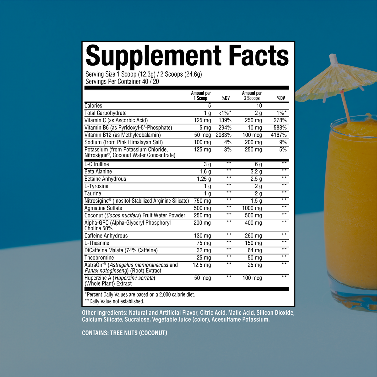 Thavage Pre-Workout supplement bottle, close-up. Boost focus, energy, and muscle pump. Image 24.