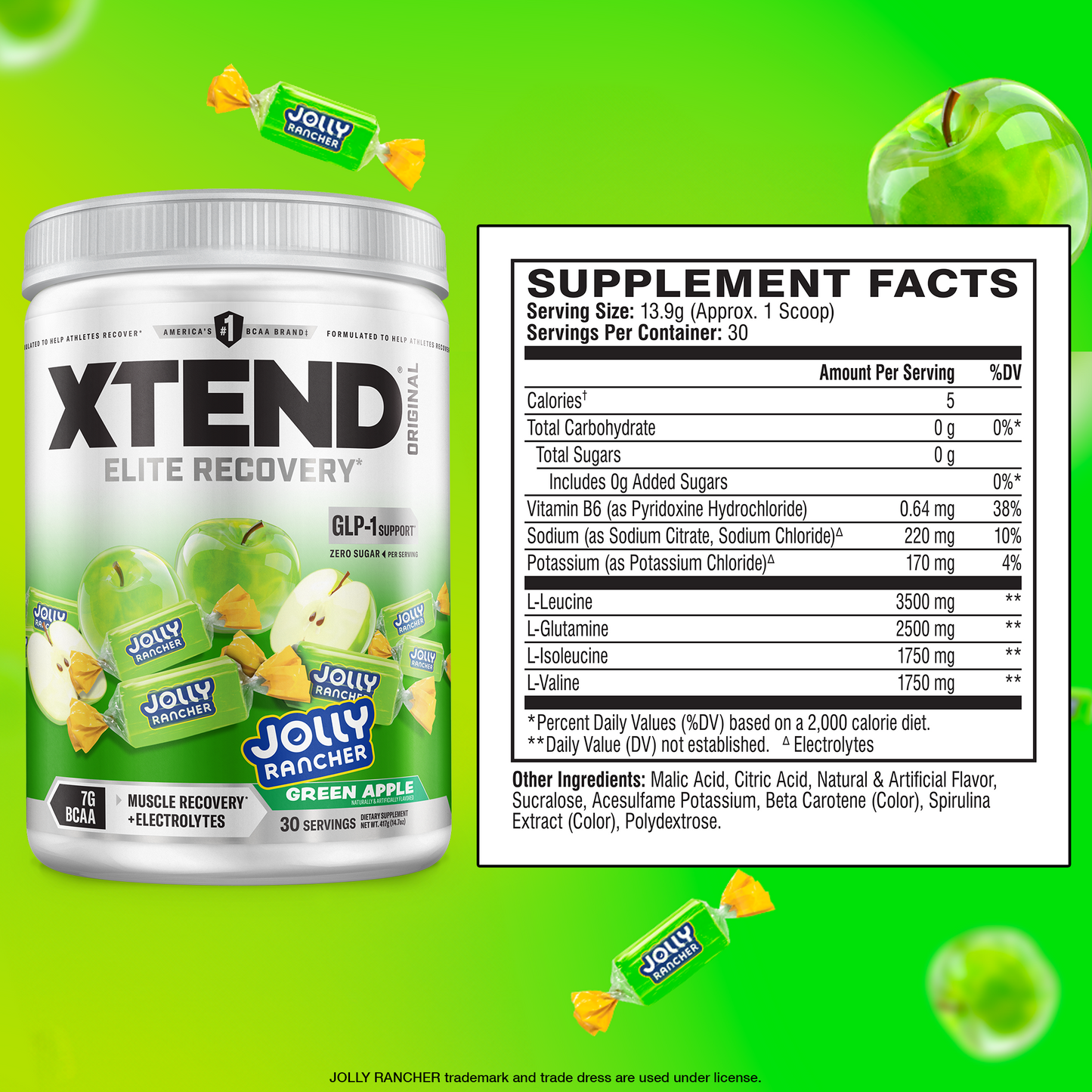 XTEND Original Green Apple JOLLY RANCHER supplement facts