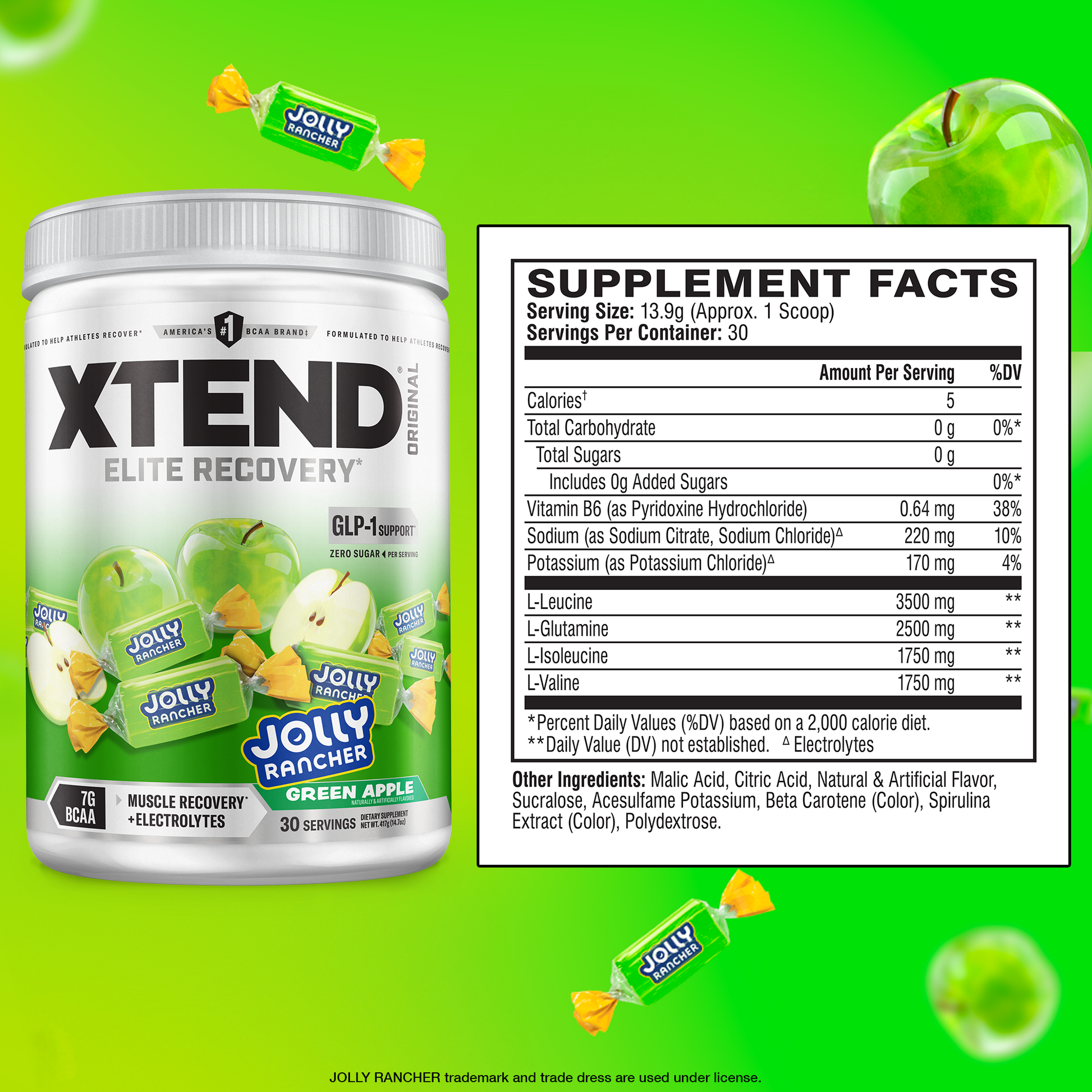 XTEND Original Green Apple JOLLY RANCHER supplement facts