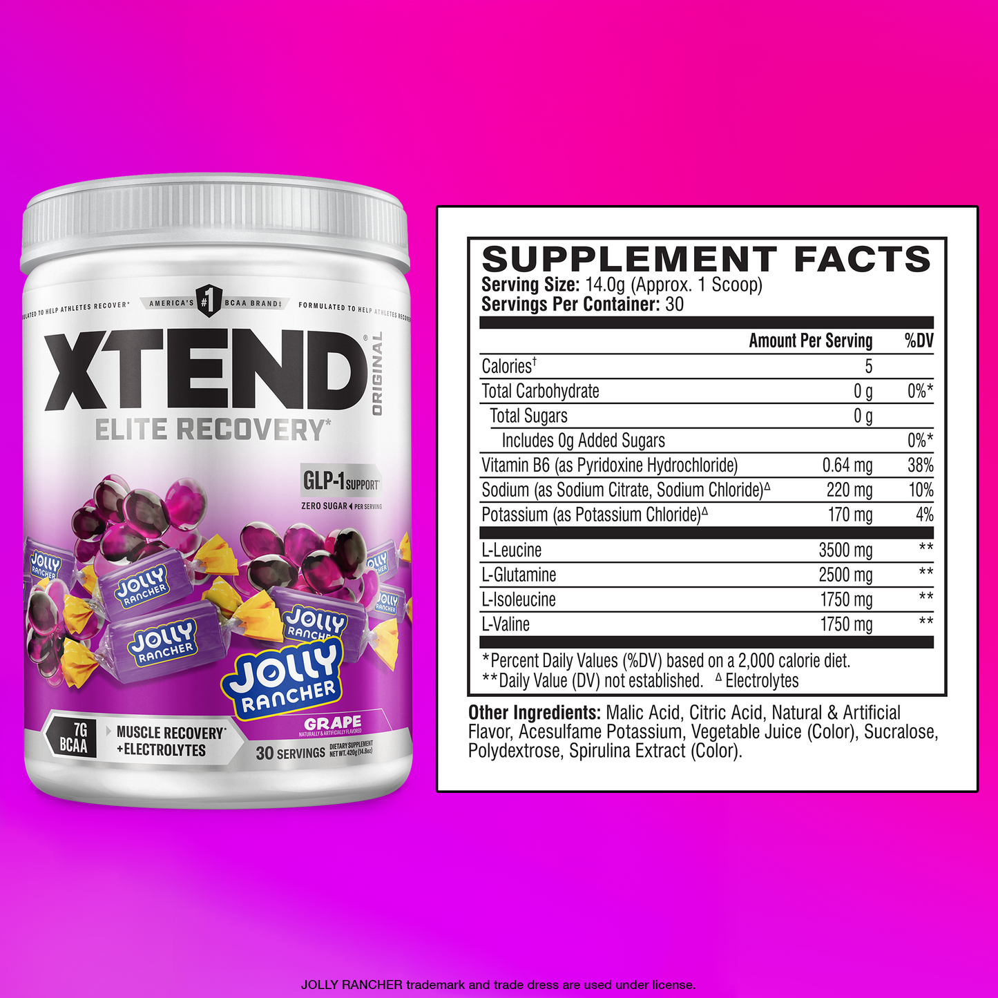 XTEND Original Grape JOLLY RANCHER supplement facts