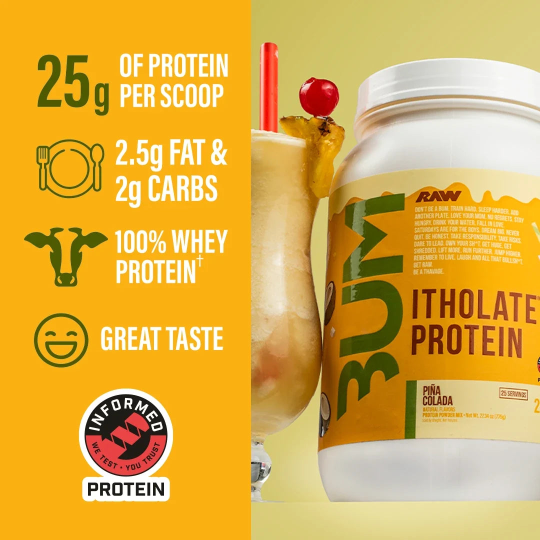 BUM Isolate Protein Powder for muscle growth, 75 of 80. High-quality supplement for lean muscle.
