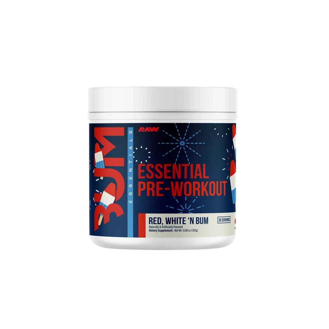 Pre-workout powder for energy & focus. Fourth image showing product benefits.