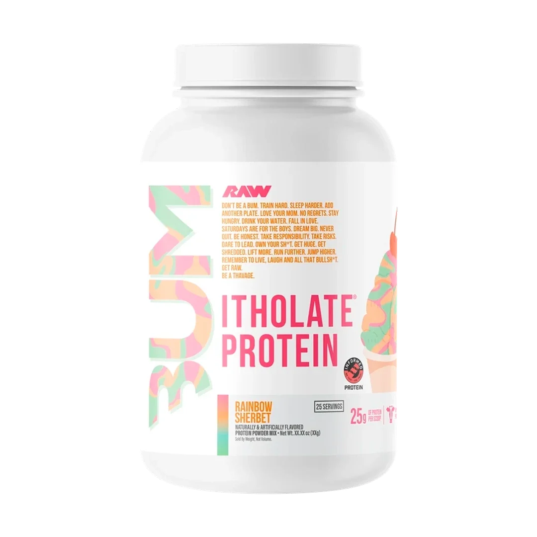 BUM Isolate Protein Powder for muscle growth, chocolate flavor, 2lb tub.