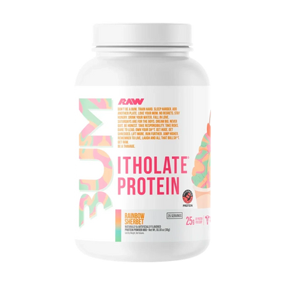 BUM Isolate Protein Powder for muscle growth, chocolate flavor, 2lb tub.