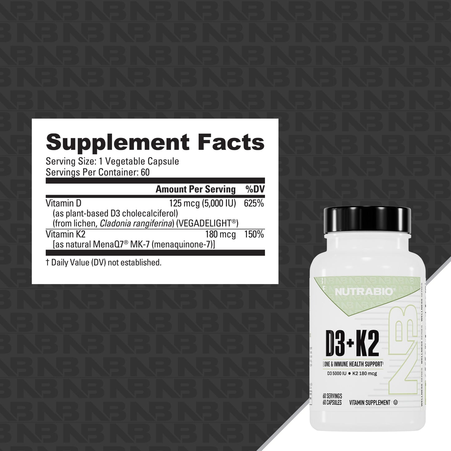 Vitamin D3 K2 (5000 IU D3, 180 MCG K2)