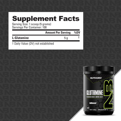 NutraBio L-Glutamine Powder 100 Servings