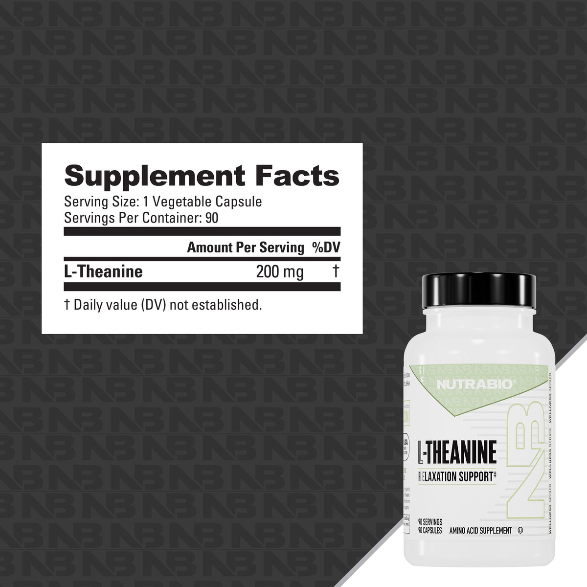 NutraBio L-Theanine 200mg Capsules 90 Servings