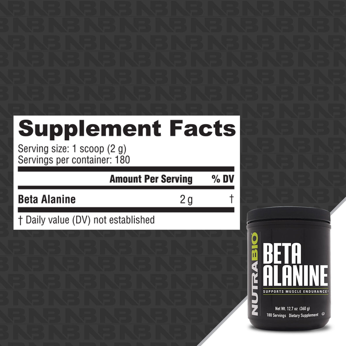 NutraBio Beta Alanine Powder 180 Servings