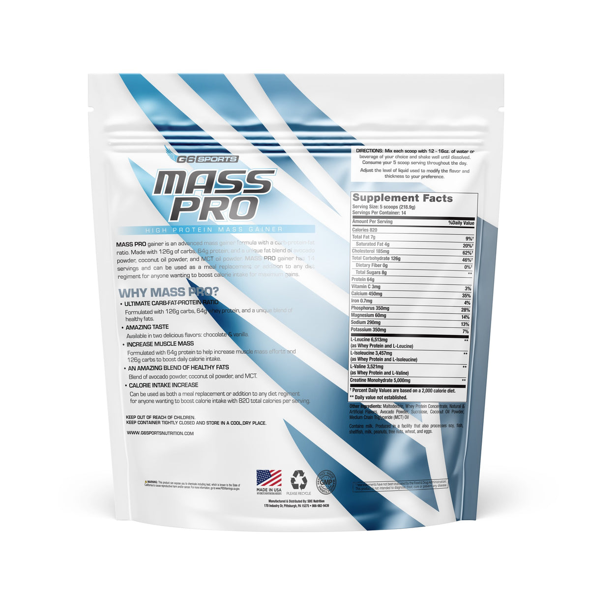 MASS PRO High Protein Mass Gainer (6.76lb Bag)