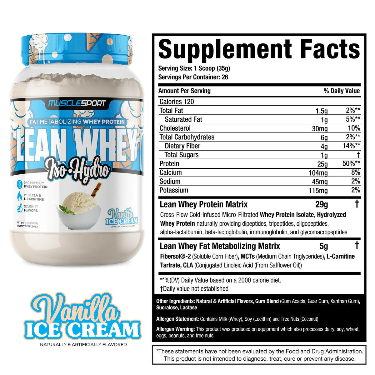 Lean Whey® Iso Hydro Protein 2lb - Standard
