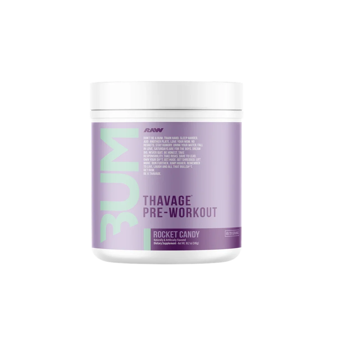 Thavage Pre-Workout Supplement for enhanced focus and muscle pump.